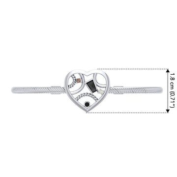 Fantastic Contemporary Design Heart Sterling Silver Cuff Bracelet TBA137